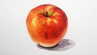 초보를 위한 사과 그리기, Apple Watercolor Tutorial for Beginners