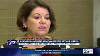 BBB warns consumers of online vital records service