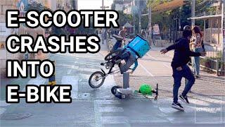 E-scooter crashes hard into e-bike, Tel Aviv