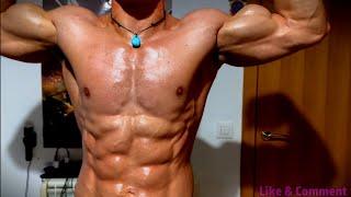 young bodybuilder showing his pumped muscle | flexing | muscle worship