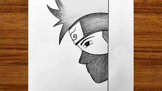 Easy anime drawing with pencil drawing - How to draw an anime boy wearing a mask - Anime drawings