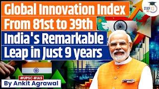 India Jumps 42 spots in 9 years, Ranks 39th in Global Innovation Index 2024 | UPSC