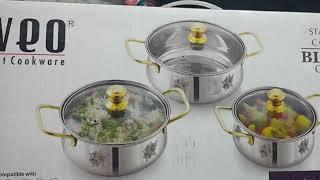 IVEO SMART COOKWARE 3 PCS  BLOSSOM COOK POT SET  (GOLD)== WHATSAPP ORDER & ENQUIRY =919597421485==