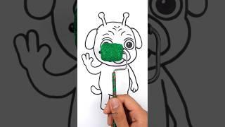Gog The Green Alien Dog Pretty Little Baby Acrylic Paint Art with My Homemade Roller  #art #memes