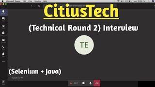 Technical Round | Real CitiusTech Automation (Selenium + Java) Testing interview on teams