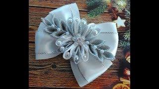 Новогодние бантики со снежинкой МК Канзаши / Christmas bows  / Natal fitaswith snowflake