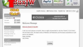 BuxJw Registration and Clicking Ads