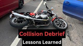 Collision Debrief Motorcycle UK February 2024. Triumph Bonneville collides with Audi