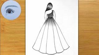 How to draw beautiful girl with dress | Easy Drawing | Pencil drawing