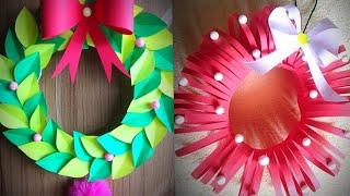 Christmas Wreath with papers/Paper crafts for school /2 Christmas decorating  ideas (2)