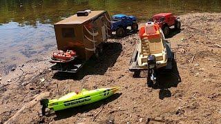 Rc boat LAUNCH,SEA-DOO,RACING BOAT,CAMPER TRAILER TRX4,SCX 10,ADVENTURE.