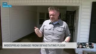 Justin Michaels offers a look at just how deep the floodwaters got in Waverly, TN