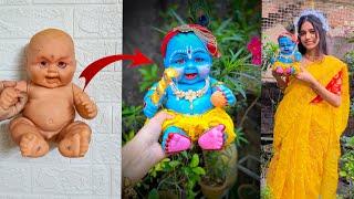 little Krishna making with old doll  / step by step #diy #acrylicpainting @pritiartandcraft23