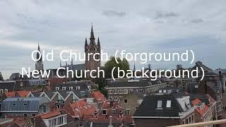 Delft, Netherlands - Windmill, Old Church, New Church - clock tower