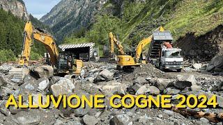 GLI EROI DI COGNE - DECINE DI ESCAVATORI AL LAVORO - ALLUVIONE COGNE #cogne #alluvione #excavator