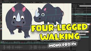 Rhino Front View Walk Cycle in Moho | Four-Legged Walking