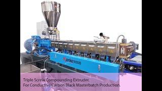 Triple Screw Compounding Extruder for Conductive Carbon Black Masterbatch Production --- Kerke