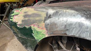 Best way to remove 2 layers of paint and bondo Vw Karmann ghia !!