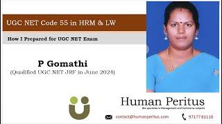 P Gomathi - UGC NET June 2024 in HR - Toppers talk with Human Peritus