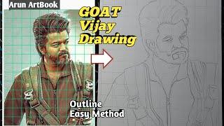 GOAT Movie Vijay Drawing Easy / The Greatest Of All Time / Goat frist look Drawing / Arun ArtBook