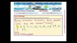 List All Prime Numbers Below 100  with 3 other Important Questions on Number of Factors