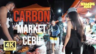 REAL LIFE in Cebu Carbon Market NIGHT Walking Tour [4K-60fps] Philippines | Walking Miss