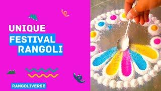 Unique Festival Rangoli | Easy & Simple Rangoli | Navratri Rangoli  | Pongaldots | RangoliVerse