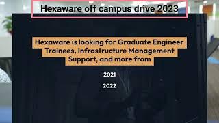 Hexaware off campus drive 2023 | Graduate Engineer Trainee #jobrefer4u