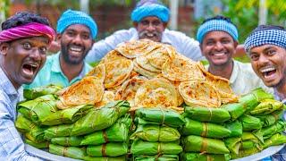 KIZHI PAROTTA | Banana Leaf Parotta Recipe Cooking In Village | Soft Layered Mutton Kizhi Parotta