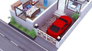 25X60 3D PLAN WITH CAR PARKING | 1500 SQFT. 3D HOUSE PLAN | 25X60 3D HOME PLAN | 25X60 2D PLAN |