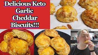 Low Carb/High Protein Keto Garlic Cheddar Biscuits Recipe- GF/No Almond Flour