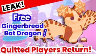 LEAK! FREE GINGERBREAD BAT DRAGON for Returning Players in Adopt Me! Don’t Miss Out! Winter Update