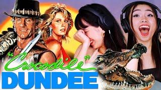 Foreign Girls React | Crocodile Dundee | First Time Watch