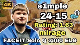 s1mple (24-15) solo Q VOICE COMMS (mirage) | Sep 30, 2024 #cs2 #pov