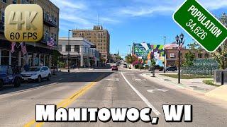 Driving Around Downtown Manitowoc, Wisconsin in 4k Video