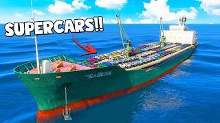 Hijacking a Barge with 1,000 Supercars in GTA 5!!