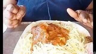 ASMR Mukbang eating join me guys let's eat Spaghetti and Stew Source African food Mukbang