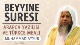 Beyyine suresi anlamı dinle Muhammad Ayyub (Beyyine suresi arapça yazılışı okunuşu ve meali)