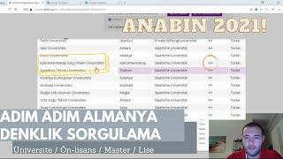 Almanya Üniversite / Ön Lisans Denklik Sorgulaması - Almanya'da diplomam geçerli  mi? - Anabin 2021