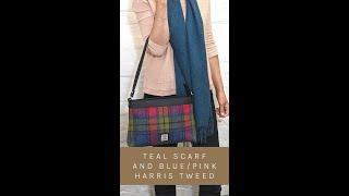 Teal Scarf with Harris Tweed Handbag