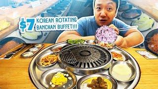 $7 Korean Rotating BANCHAN BUFFET! Best CHEAP EATS in Seoul South Korea