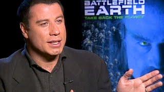 John Travolta talks about acting with his wife, Kelly Preston, in Battlefield Earth