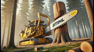 Extreme Dangerous Fastest Big Chainsaw Cutting Tree Machines | Monster Stump Removal Excavator #3