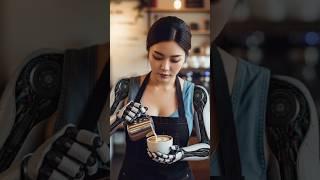 Robot Barista Makes Perfect Latte Art  | AI at Your Service #shorts #cyborg #aigirl