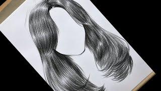 How to draw hair girl with Pencil  - How to draw realistic hair