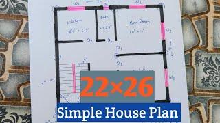 22×26 House Plan || Simple House Design || 572 Square Feet House Plan