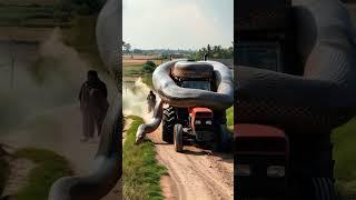 This beast scares the tractor Snack attack #bigsnake #snackvideo #trending #youtubeshort