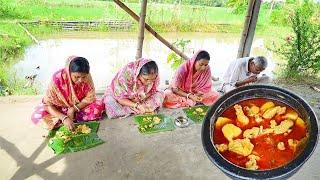 popi kitchen Eating  Chicken lal Jhol and hot rice