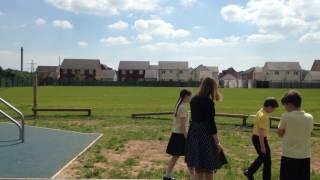 Kirsty Williams walking around the new school building at Ysgol Panteg