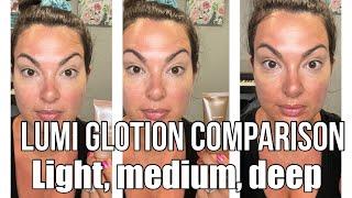 L'Oreal Lumi Glotion Shade Comparison Video - Light, Medium, Deep #lorealcosmetics #lumiglotion